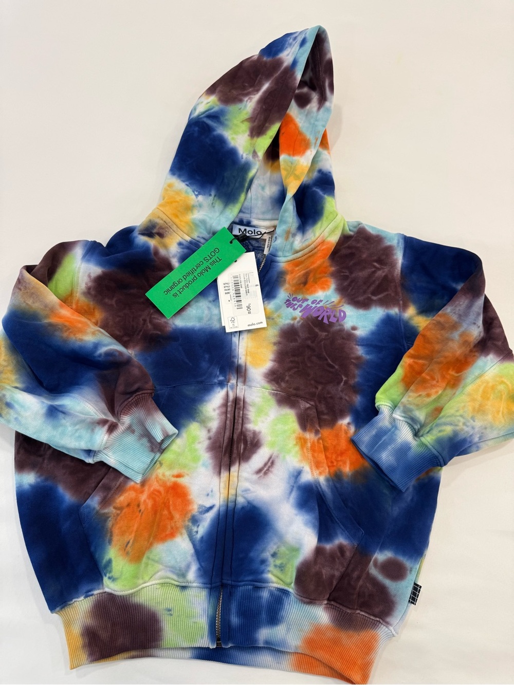 Molo Kids Tie-Dye Zip Hoodie sweatshirt Size 6 new with tags, girl or boy